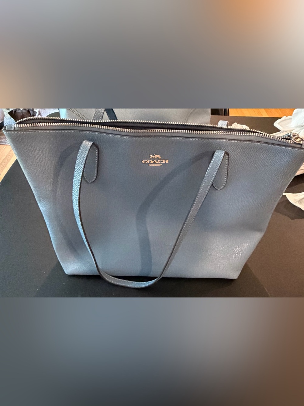 COACH Slate Blue Leather Tote